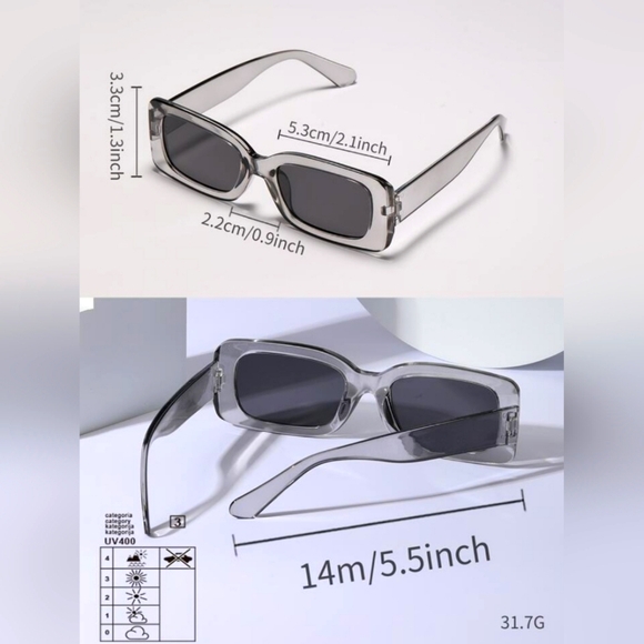 1pc Unisex Dark Gray Square Geometric Fashion Glasses | Style Sunshades - Picture 2 of 5